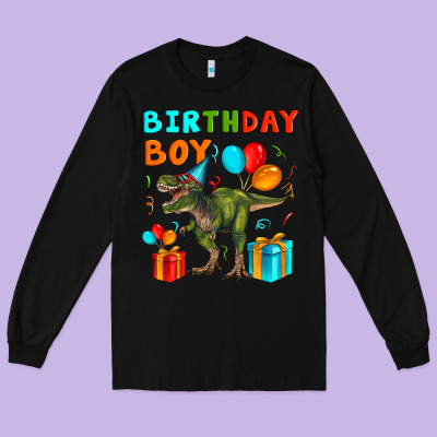 Birthday Boy T Rex Long Sleeve Tee Designed By Artiststas