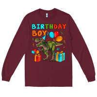 Burgundy birthday boy t rex Long Sleeve Tee - Artiststas