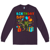 Plum birthday boy t rex Long Sleeve Tee - Artiststas