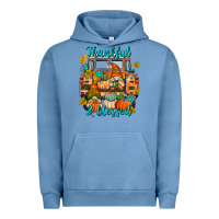 Pigment Pebble Blue Thankful Blessed Urban Hoodie - texasbilliewilder