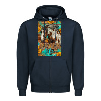 Navy Western Ranch Life Mustang Horse Zipper Hoodie - LillyAllenDesigns