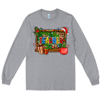 Heather Grey christmas teacher and coffe cup with board Long Sleeve Tee - AdoDesignShop