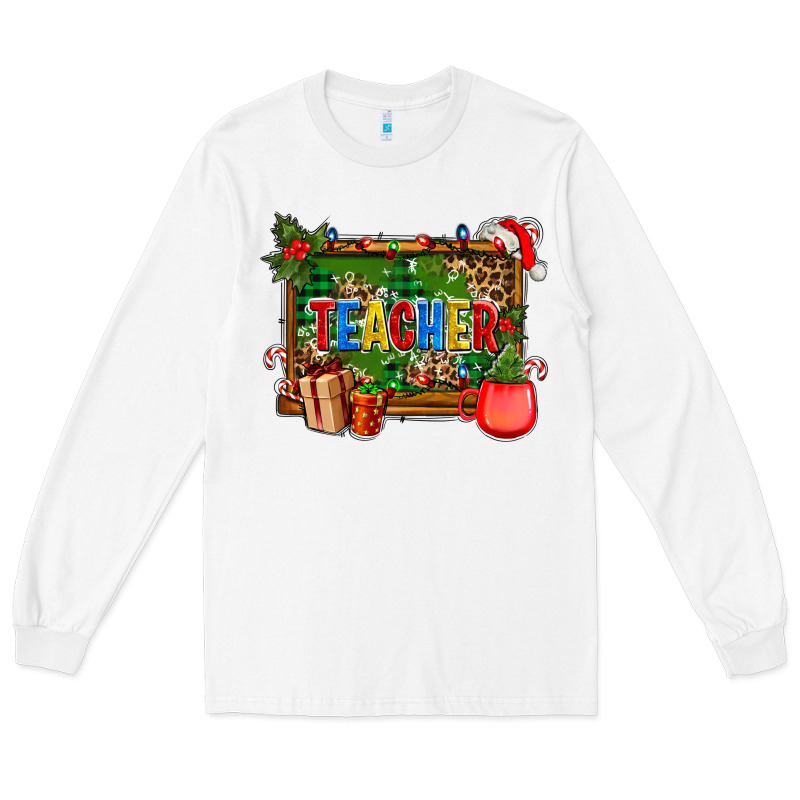 Christmas Teacher And Coffe Cup With Board Long Sleeve Tee by AdoDesignShop | Teevron