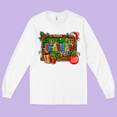 Christmas Teacher And Coffe Cup With Board Long Sleeve Tee Designed By Adodesignshop