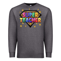 Charcoal Heather super teacher with leopard Premium Sweatshirt - NancyCooperArtShop