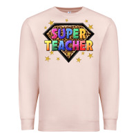 Pale Pink super teacher with leopard Premium Sweatshirt - NancyCooperArtShop