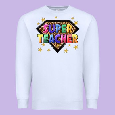 Super Teacher With Leopard Premium Sweatshirt Designed By Nancycooperartshop