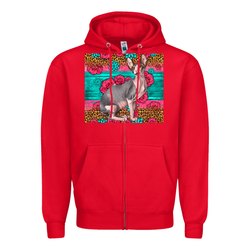 Pink Glitter And Roses Sphynx Cat Zipper Hoodie by LillyAllenDesigns | Teevron