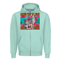 Seafoam Pink Glitter And Roses Sphynx Cat Zipper Hoodie - LillyAllenDesigns