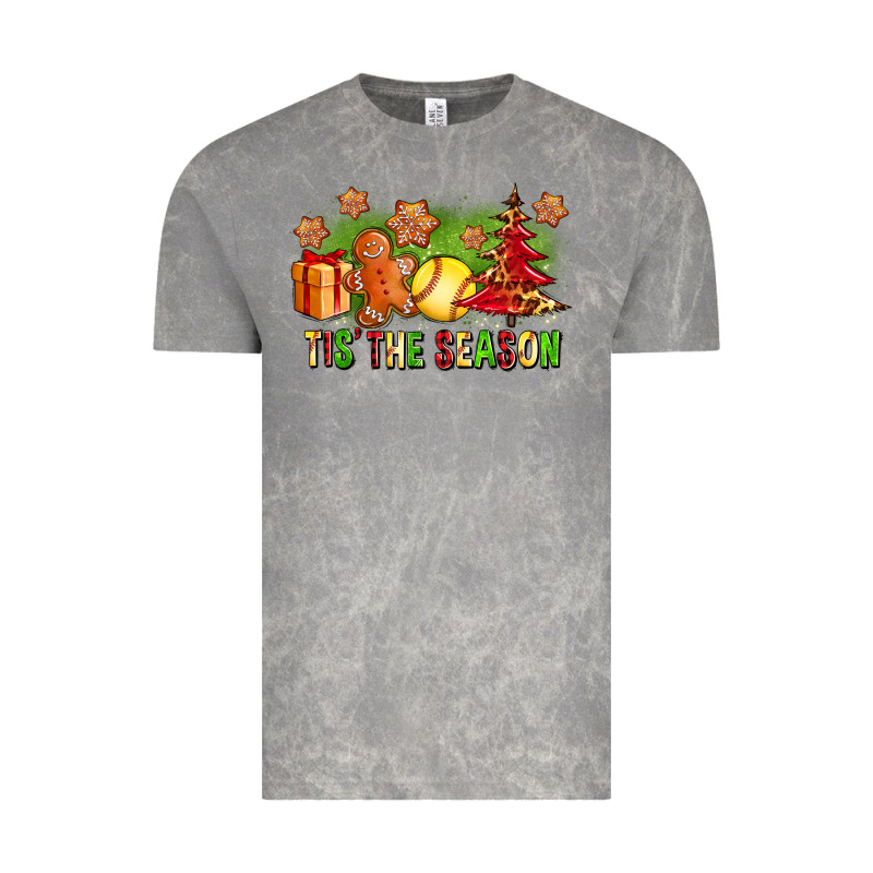 Tis The Season Christmas With Softball And Gingerbread Man Vintage Tee by FaDigitalArtStudio | Teevron