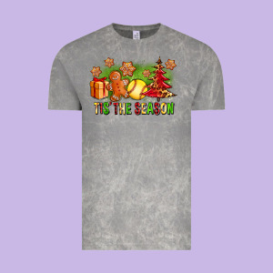 Tis The Season Christmas With Softball And Gingerbread Man Vintage Tee Designed By Fadigitalartstudio