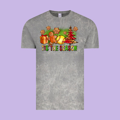Tis The Season Christmas With Softball And Gingerbread Man Vintage Tee Designed By Fadigitalartstudio