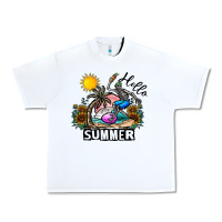 White hello summer Urban Heavy Tee - CowhideDigitalArt