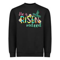 Black He is risen indeed Easter Heavyweight Sweatshirt - CowGirlArtShop