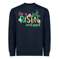 Navy He is risen indeed Easter Heavyweight Sweatshirt - CowGirlArtShop