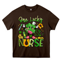 Chocolate Brown one lucky nurse Heavy Core Tee - Artiststas