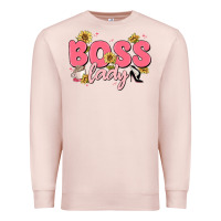 Pale Pink boss lady Premium Sweatshirt - MaliasSmallBusiness
