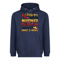 Navy stepping into my november birthday Heavyweight Hoodie - MaliasSmallBusiness