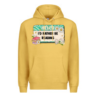 Antique Gold hello id rather be reading Premium Hoodie - Artiststas