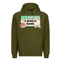 Army Green hello id rather be reading Premium Hoodie - Artiststas
