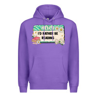 Purple hello id rather be reading Premium Hoodie - Artiststas
