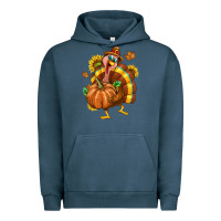Pigment Midnight Navy Thanksgiving Turkey Urban Hoodie - texasbilliewilder