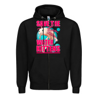 Black save the water kittens axolotl Zipper Hoodie - Jasminsmagicworld