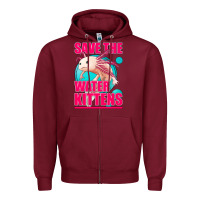 Burgundy save the water kittens axolotl Zipper Hoodie - Jasminsmagicworld
