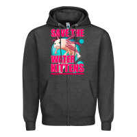 Charcoal Heather save the water kittens axolotl Zipper Hoodie - Jasminsmagicworld
