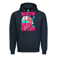 Navy save the water kittens axolotl Zipper Hoodie - Jasminsmagicworld
