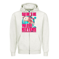 Oatmeal Heather save the water kittens axolotl Zipper Hoodie - Jasminsmagicworld