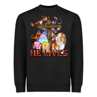 Black He lives Easter Day Heavyweight Sweatshirt - CowGirlArtShop