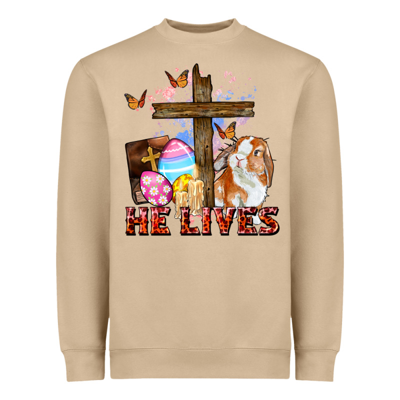 He Lives Easter Day Heavyweight Sweatshirt by CowGirlArtShop | Teevron