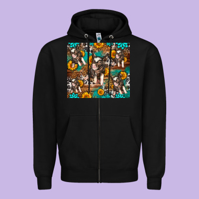 Western Pigs Zipper Hoodie Designed By Lillyallendesigns