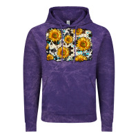 Cloud Purple cowhide sunflower pattern Vintage Hoodie - Zillion Design Studio