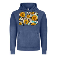 Vintage Denim cowhide sunflower pattern Vintage Hoodie - Zillion Design Studio