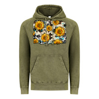 Vintage Olive cowhide sunflower pattern Vintage Hoodie - Zillion Design Studio