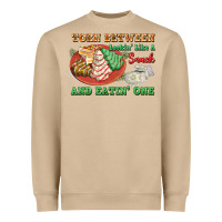Torn Between Lookin Like A Snack And Eatin One Heavyweight Sweatshirt | Teevron