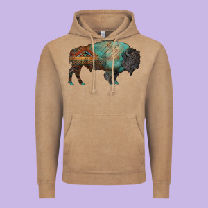 Aztec Bison Vintage Hoodie Designed By Ranaportraitstore