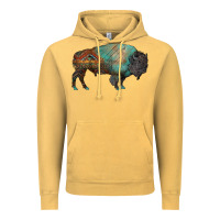 Vintage Mustard aztec bison Vintage Hoodie - RanaPortraitStore