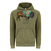 Vintage Olive aztec bison Vintage Hoodie - RanaPortraitStore