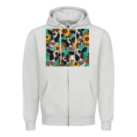 Dove Grey western leopard sunflower black and white  cow Zipper Hoodie - BarkalooDesign