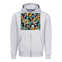 Heather Grey western leopard sunflower black and white  cow Zipper Hoodie - BarkalooDesign