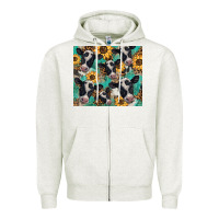 Oatmeal Heather western leopard sunflower black and white  cow Zipper Hoodie - BarkalooDesign