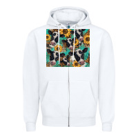 White western leopard sunflower black and white  cow Zipper Hoodie - BarkalooDesign