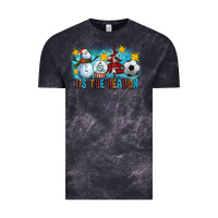 Cloud Black Tis The Season Christmas With Soccer Ball And Snowman Vintage Tee - FaDigitalArtStudio