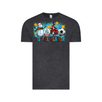 Vintage Black Tis The Season Christmas With Soccer Ball And Snowman Vintage Tee - FaDigitalArtStudio