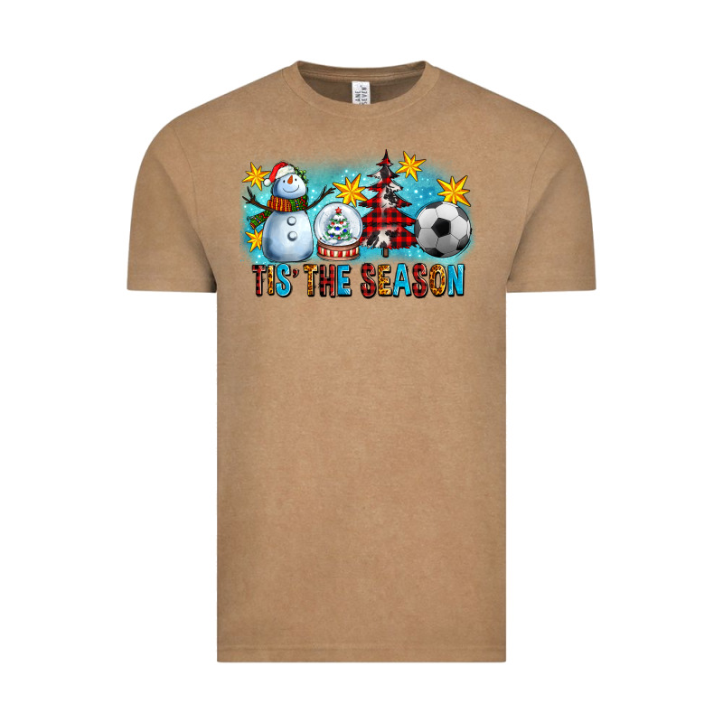 Tis The Season Christmas With Soccer Ball And Snowman Vintage Tee by FaDigitalArtStudio | Teevron