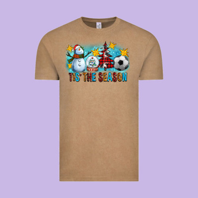 Tis The Season Christmas With Soccer Ball And Snowman Vintage Tee Designed By Fadigitalartstudio