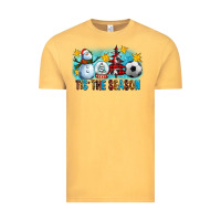 Vintage Mustard Tis The Season Christmas With Soccer Ball And Snowman Vintage Tee - FaDigitalArtStudio